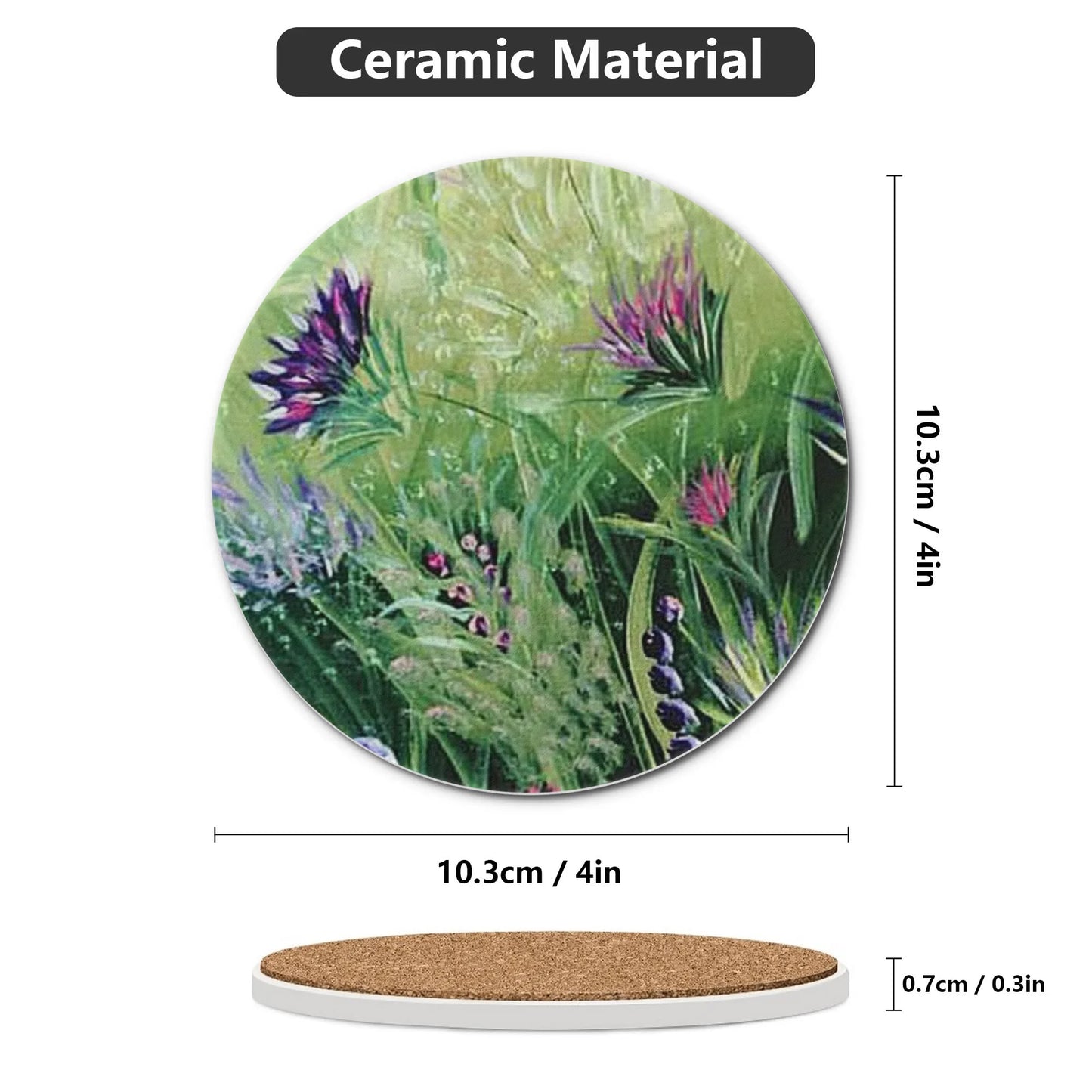 Round Ceramic Coasters 4 Pcs