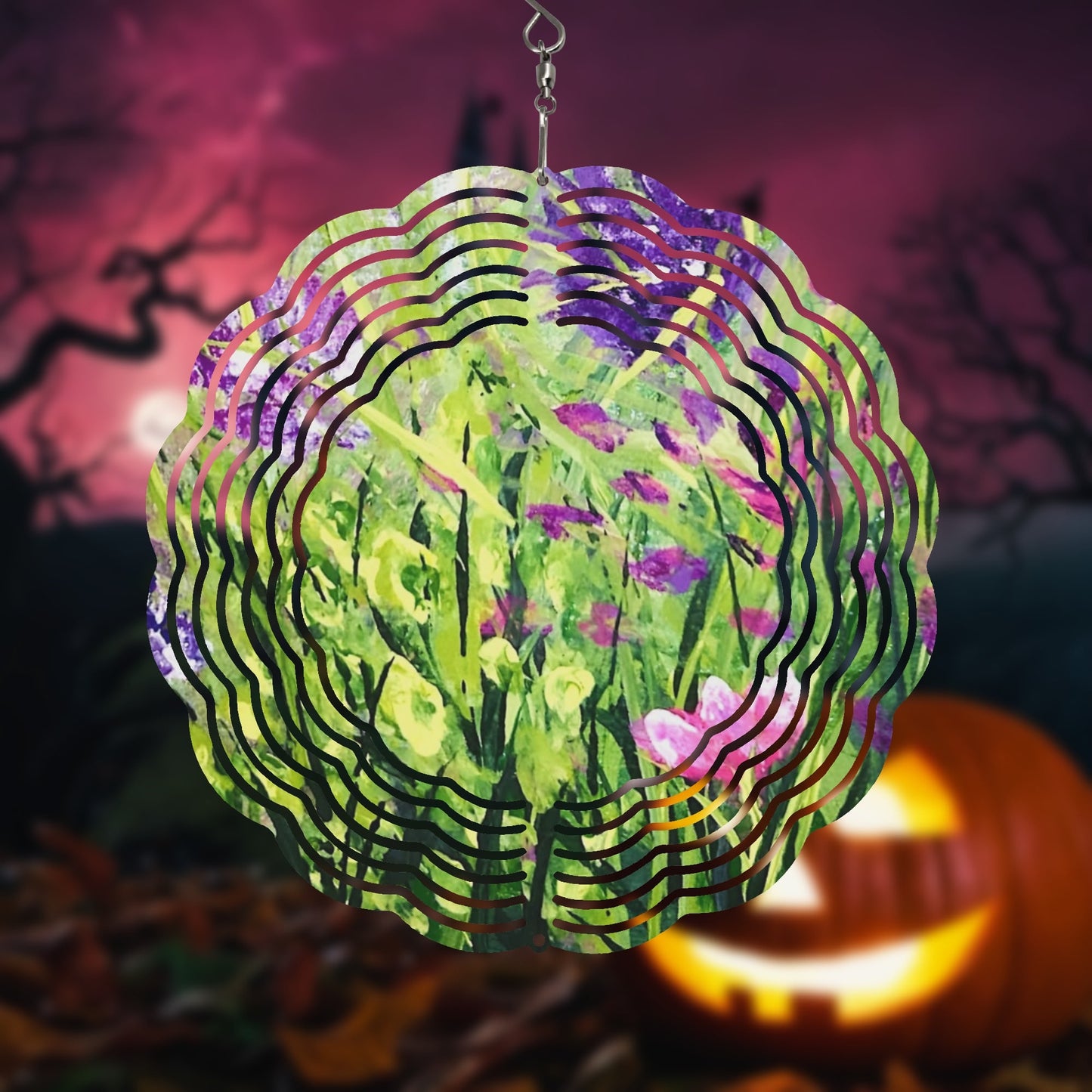 Cute Round Hanging Wind Spinner for Garden Decor Christmas Tree