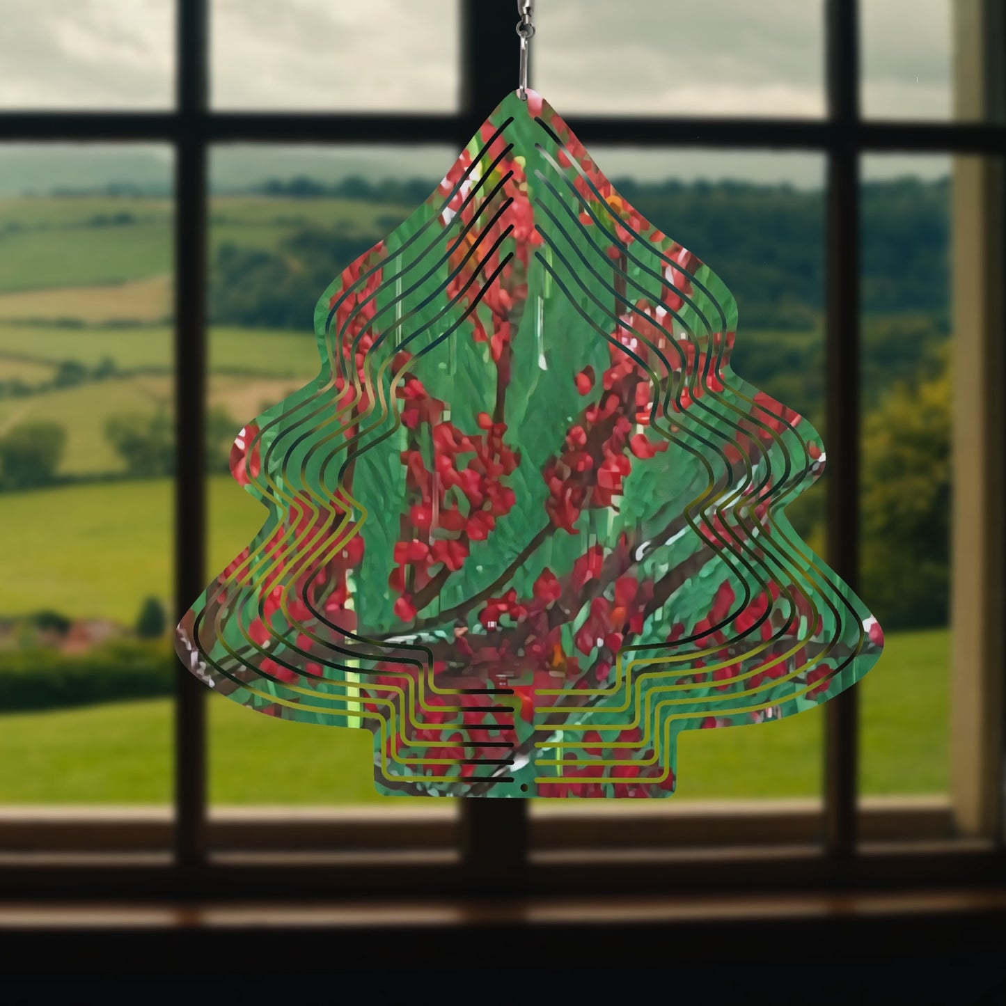 Christmas Tree Shape Hanging Wind Spinner