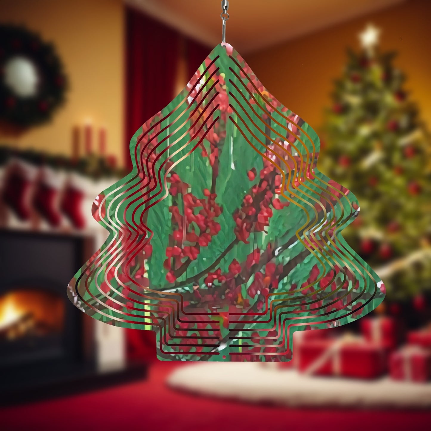 Christmas Tree Shape Hanging Wind Spinner