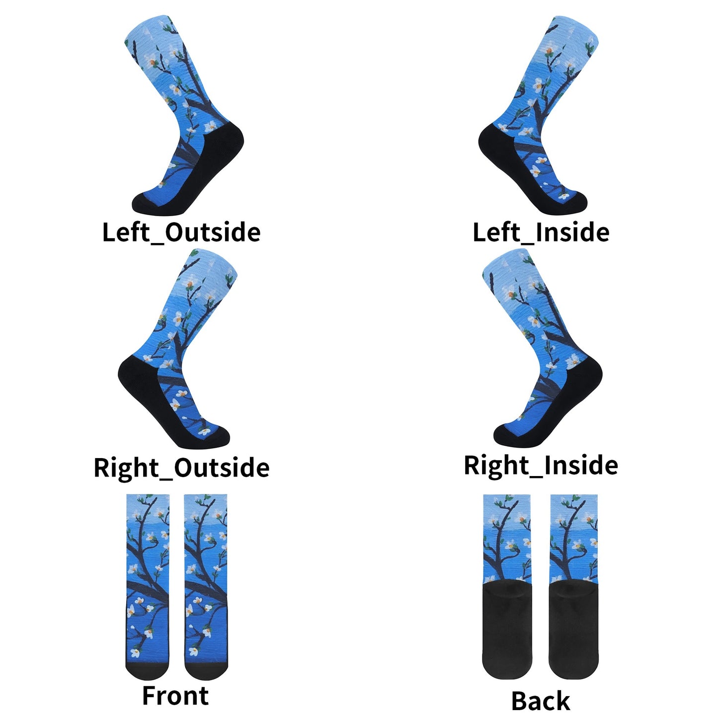 Polyester/Cotton Blend Athletic Crew Socks - Reinforced Heel & Toe, Elastic Arch Support