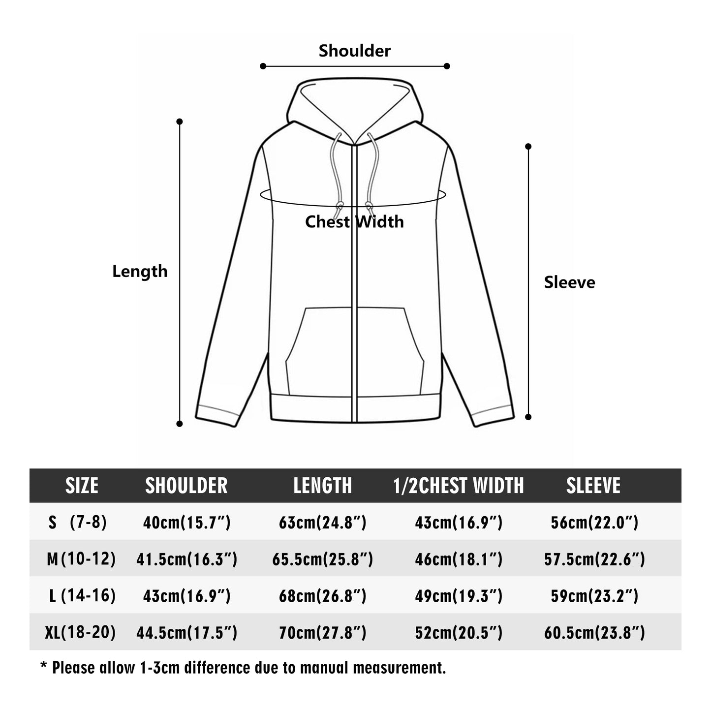 Youth Lightweight Zipper Jumper Sweatshirt Hoodie