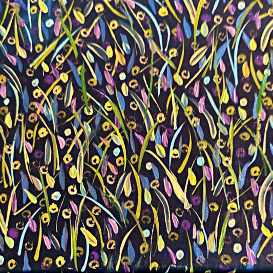 The painting "Golden Dots on Navy" – original art by Barbara Goodman