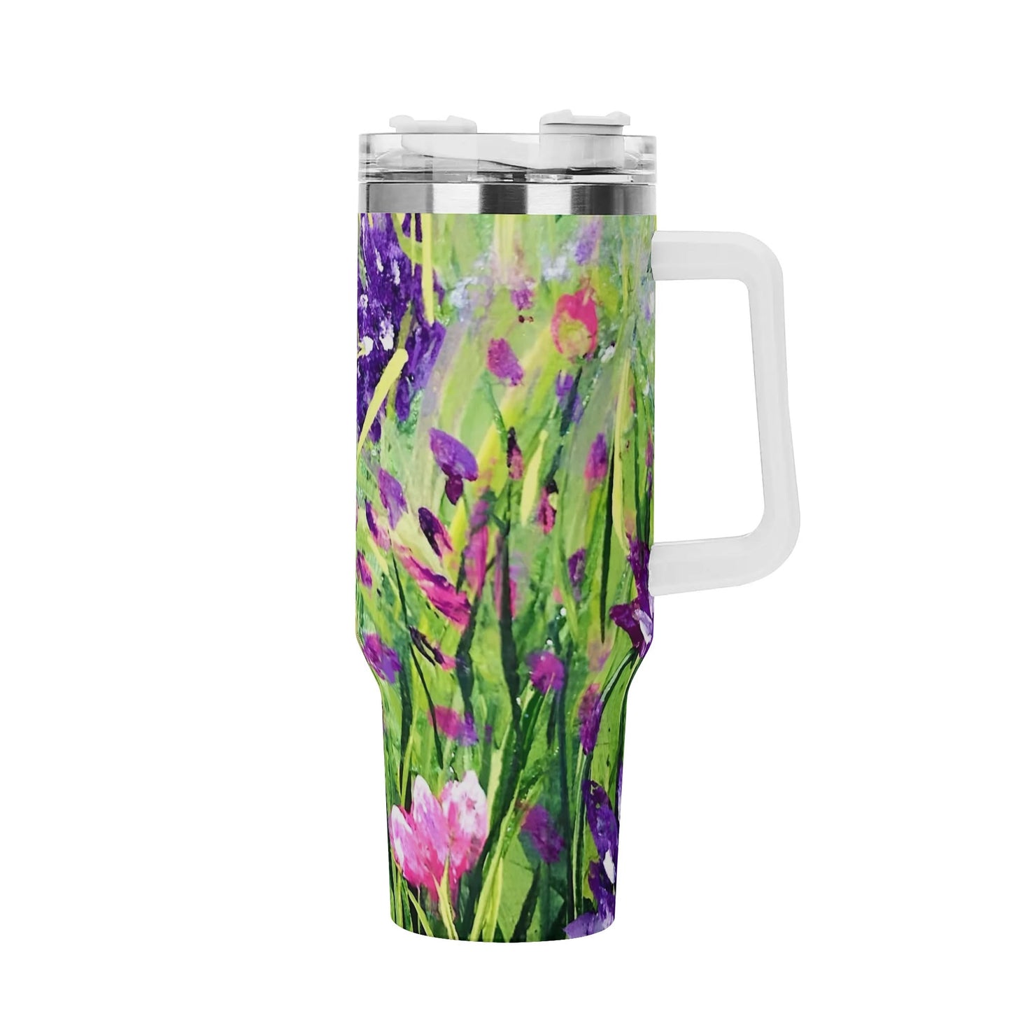 40oz Stainless Steel Tumbler With Handle and Straw