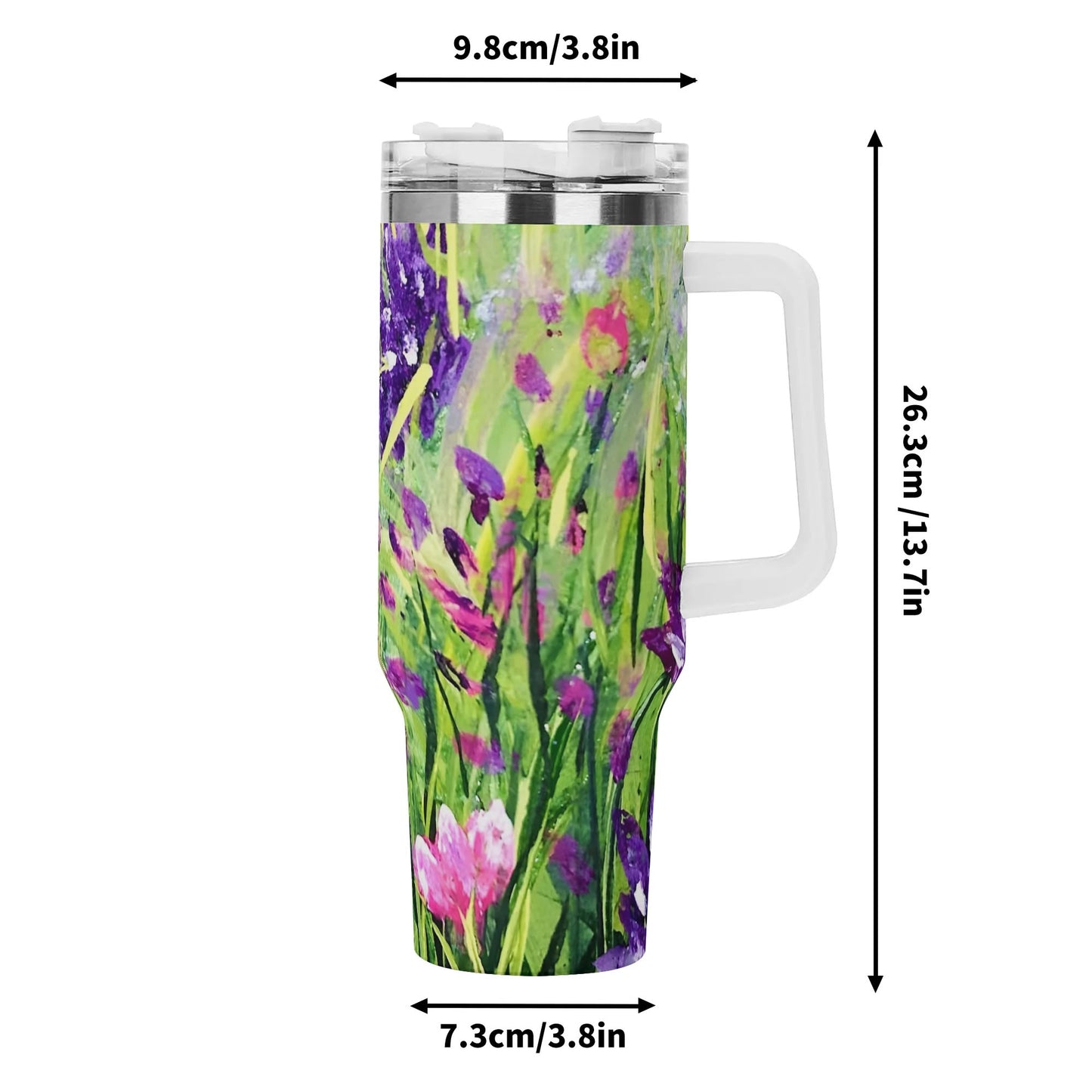 40oz Stainless Steel Tumbler With Handle and Straw