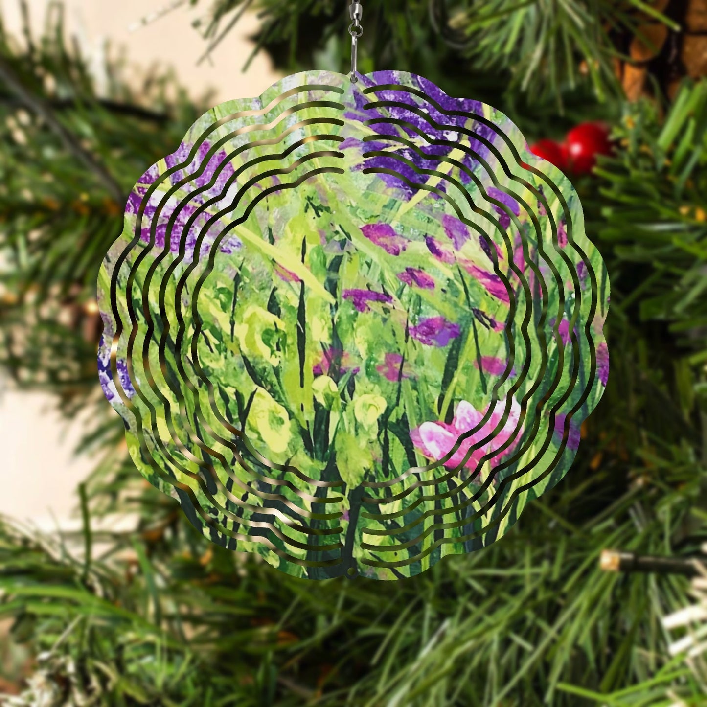 Cute Round Hanging Wind Spinner for Garden Decor Christmas Tree