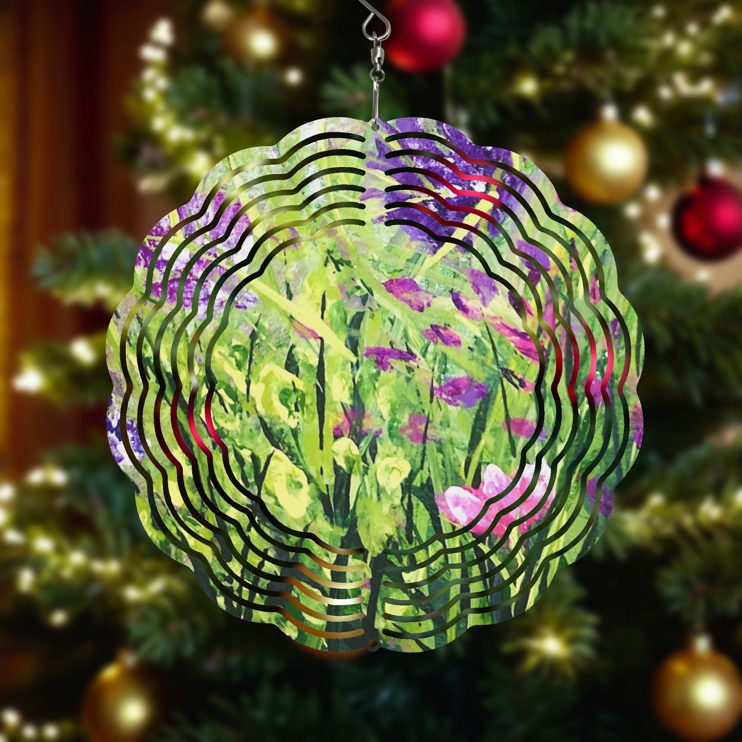 Cute Round Hanging Wind Spinner for Garden Decor Christmas Tree