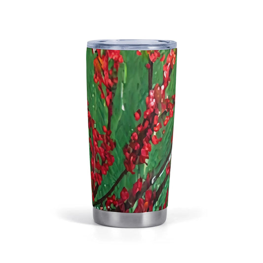 Red Berries 20 oz Car Tumbler by Barbara Goodman