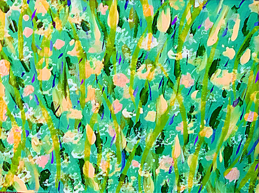 The painting "Turquoise & Yellow" – original art by Barbara Goodman