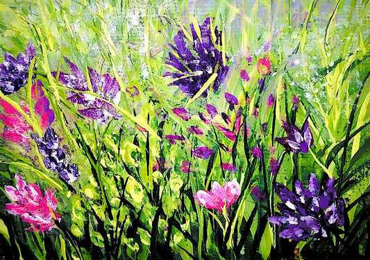 The painting "Purple Wildflowers" – original art by Barbara Goodman