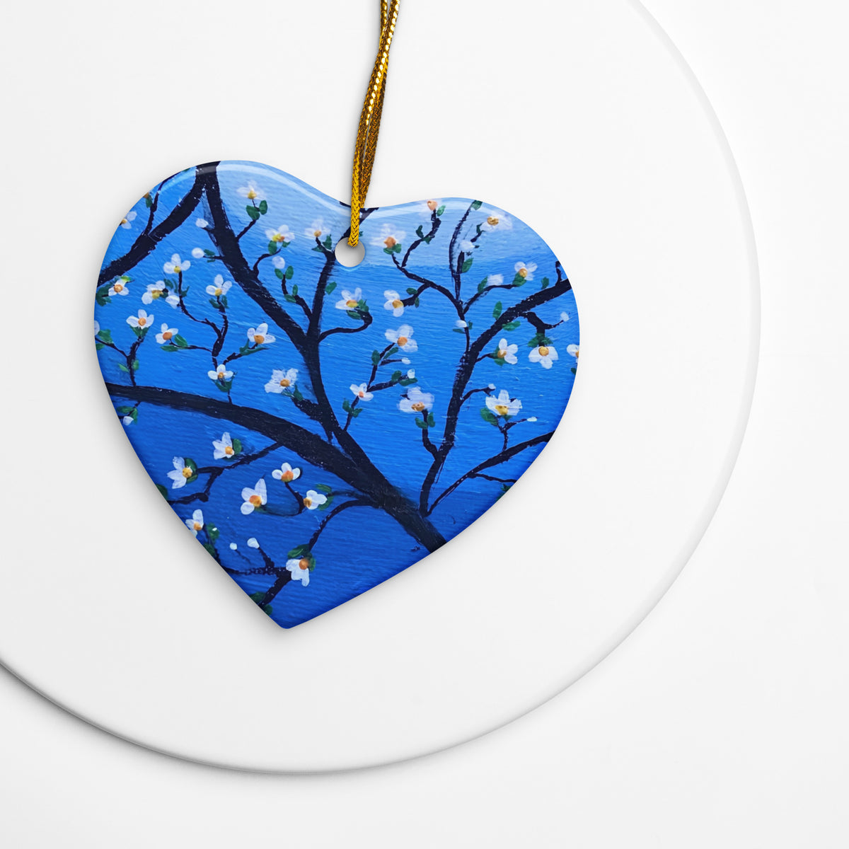 White Blossom Ceramic Ornament – view 3