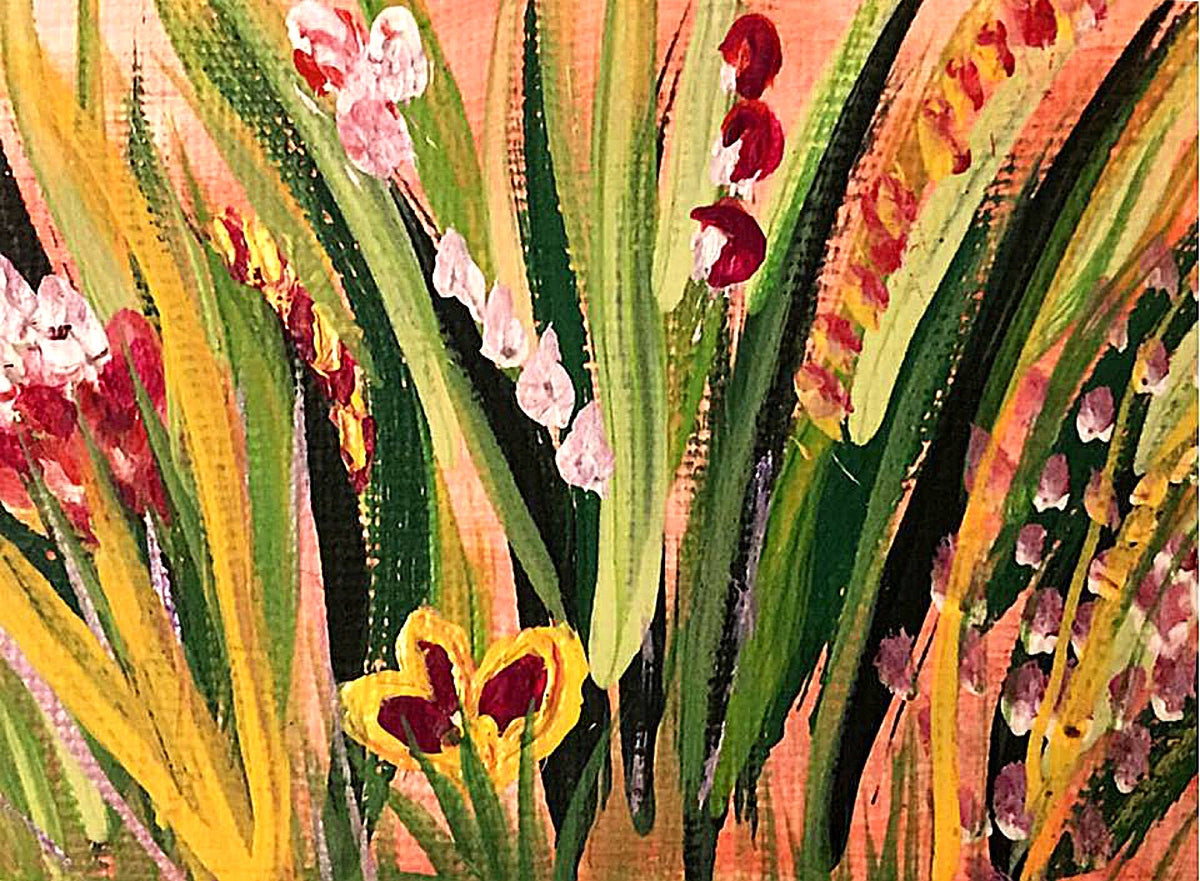 The painting "Orange Iris" – original art by Barbara Goodman